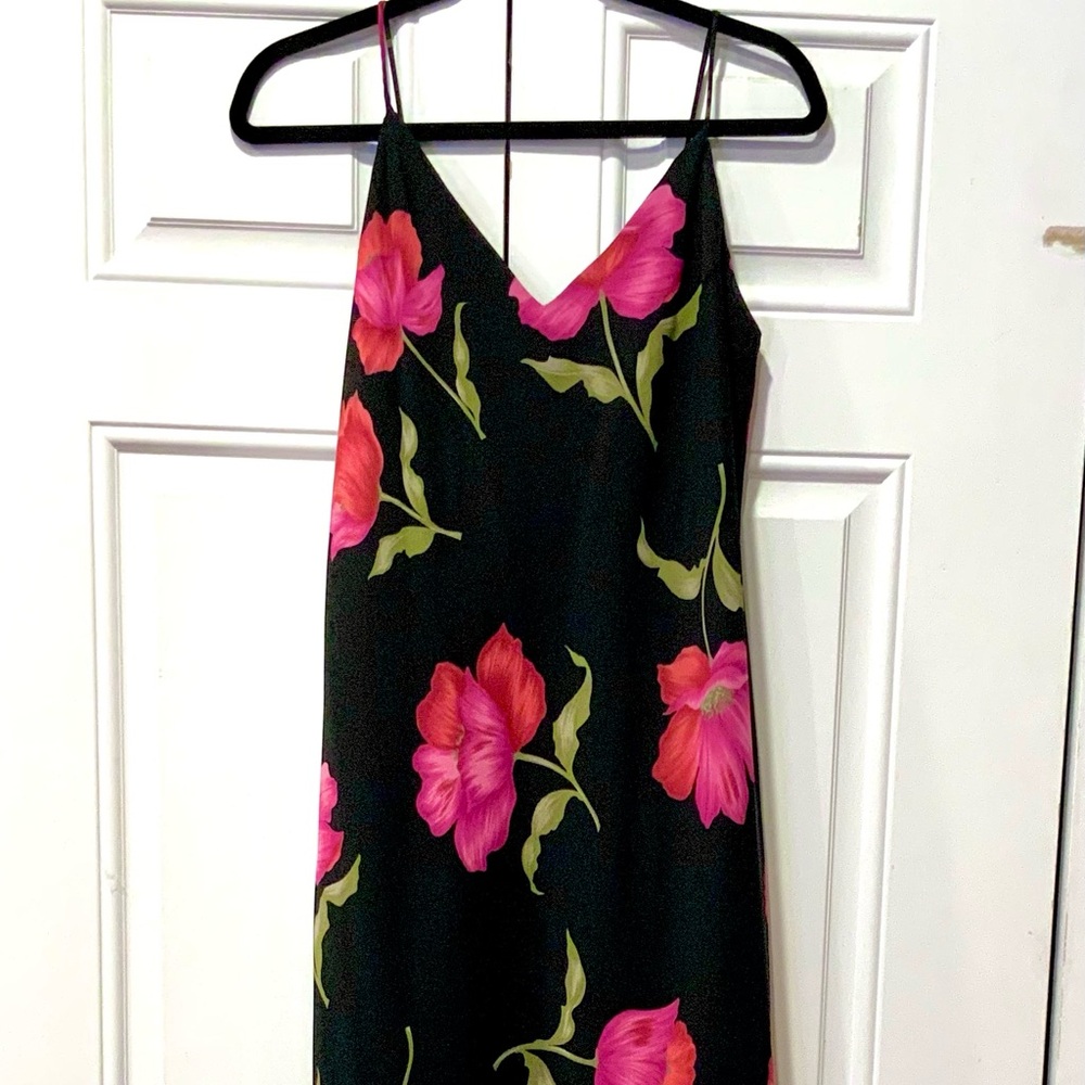 Floral Black Dress with Pink Flowers